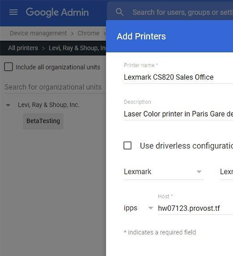 Google Chromebook Printing by LRS Output Management